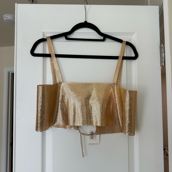 SIMMI Chain Mail Strappy Crop Top in Gold - Picture 5 of 7